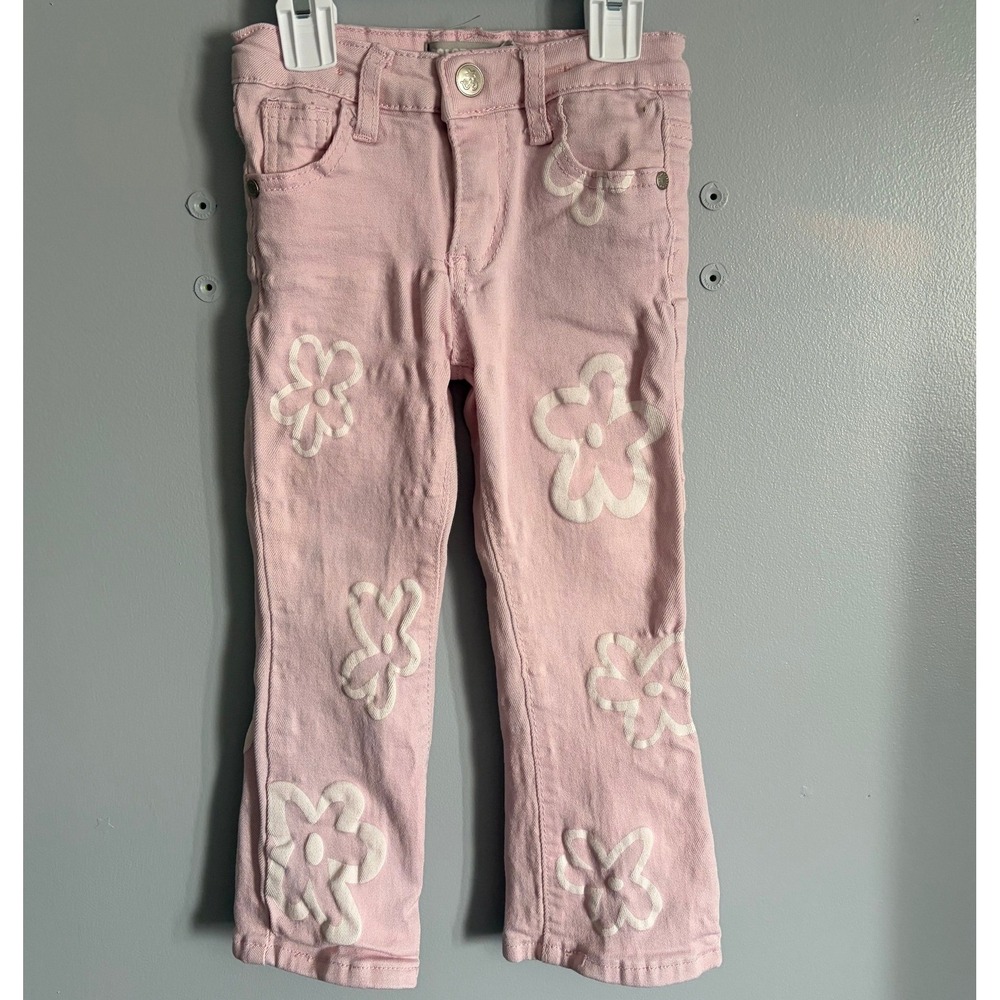 Celebrity Pink Ace Girls Pink Puffy Flower Stretch Denim Jeans Size 4 BTS24
